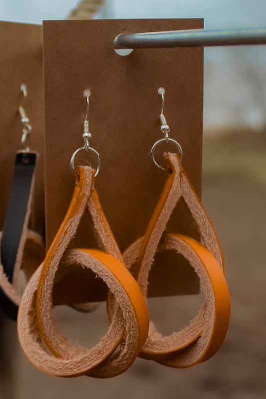 ↠Interlocked Leather Western Earrings ↞