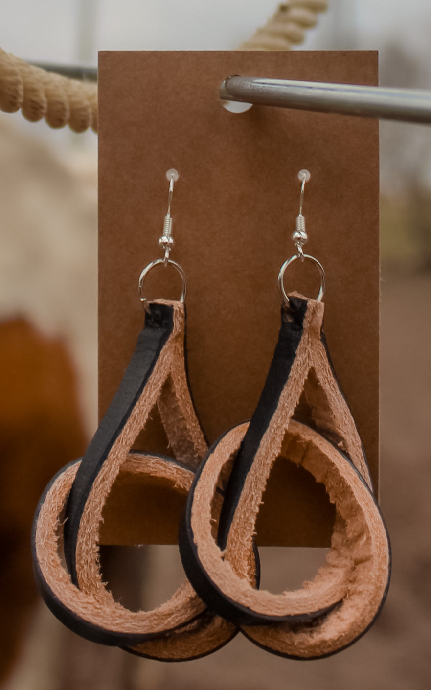 ↠Interlocked Leather Western Earrings ↞