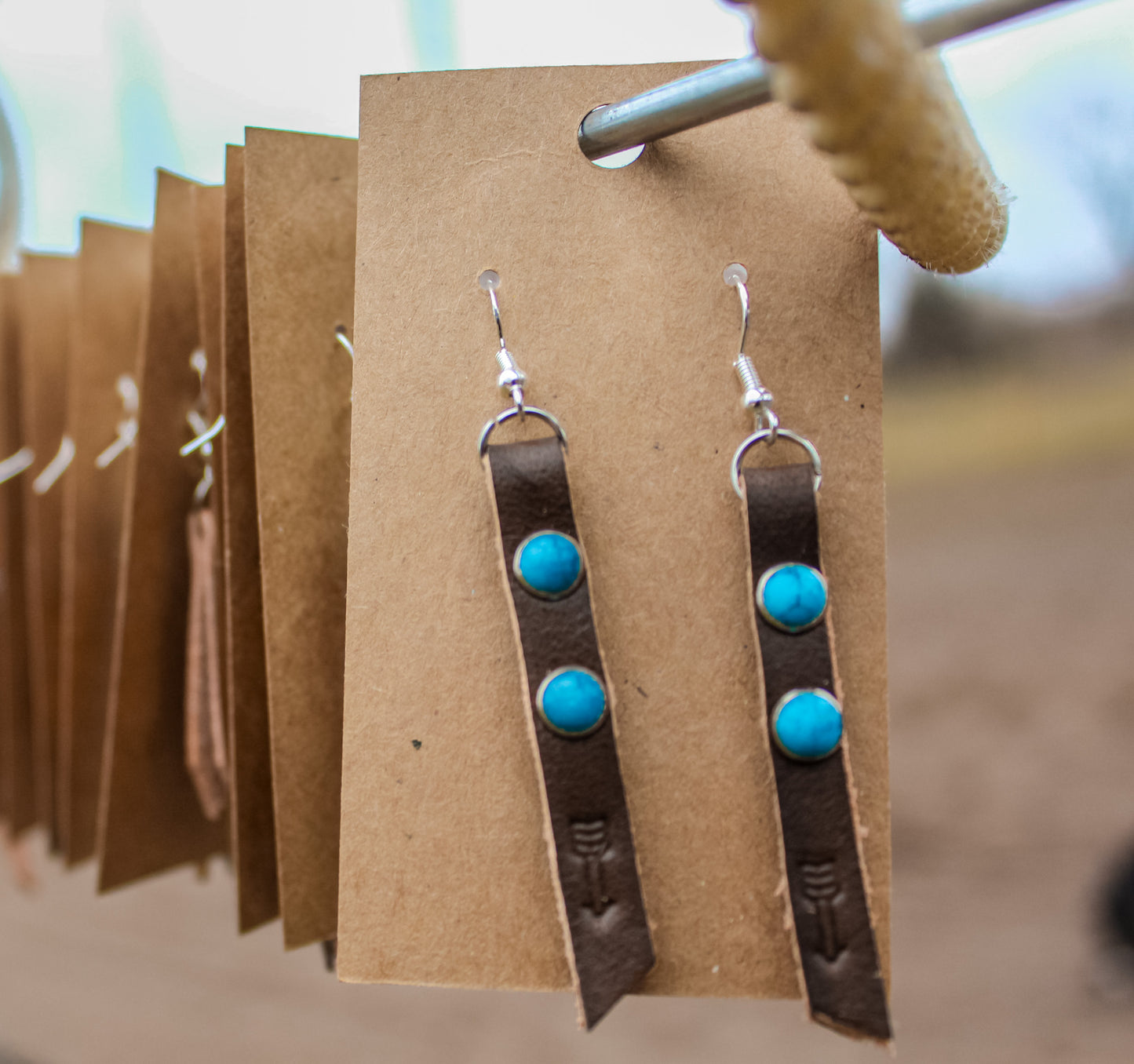 ↠Leather Turquoise Arrow Earrings ↞